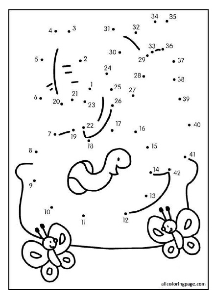 Worm Apple Dot To Dot Coloring Page