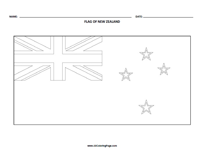 Free Printable Flag of New Zealand Coloring Page