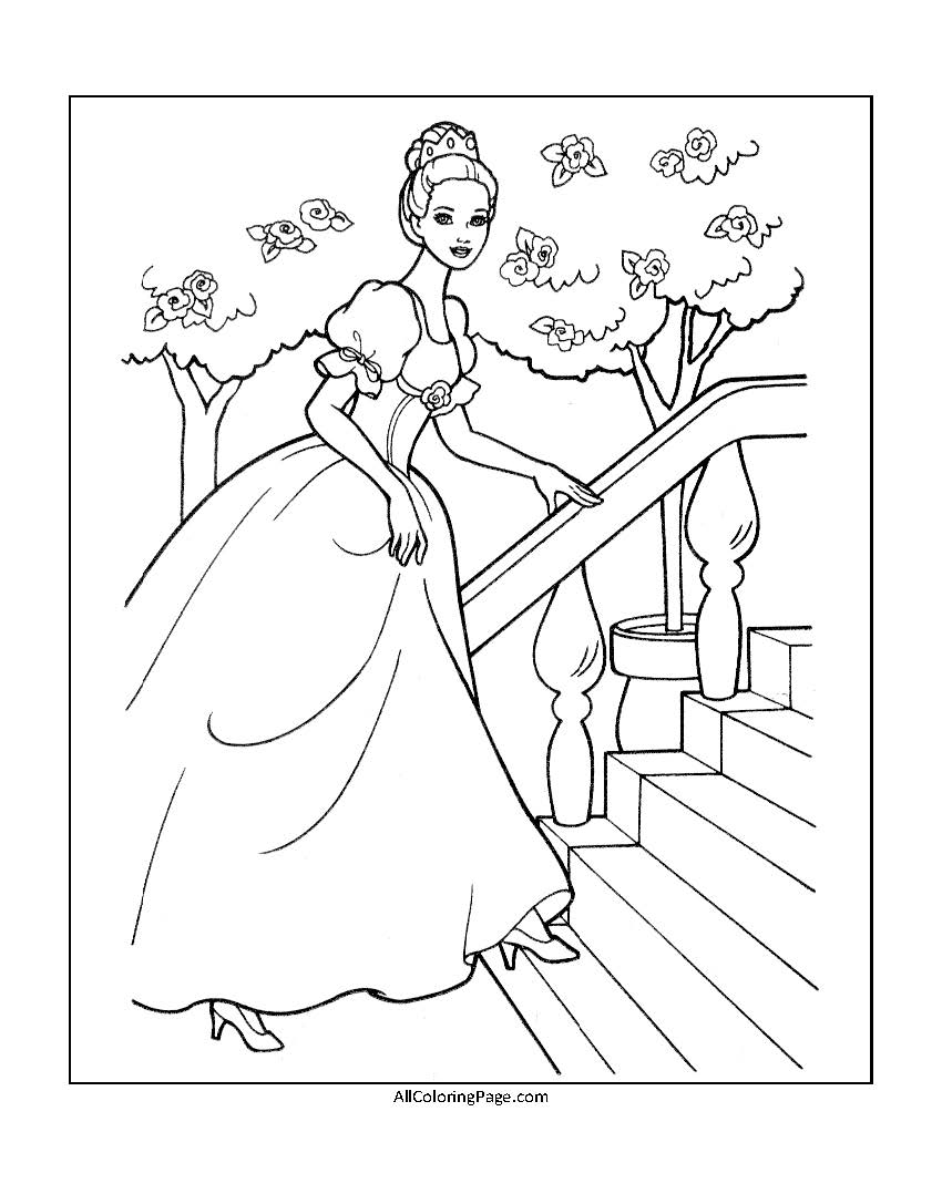 barbie cinderella coloring page