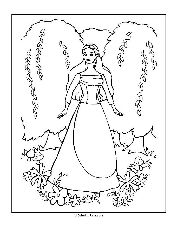 barbie princess garden coloring page