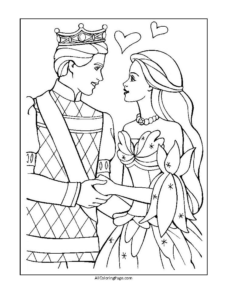 barbie with king coloring page