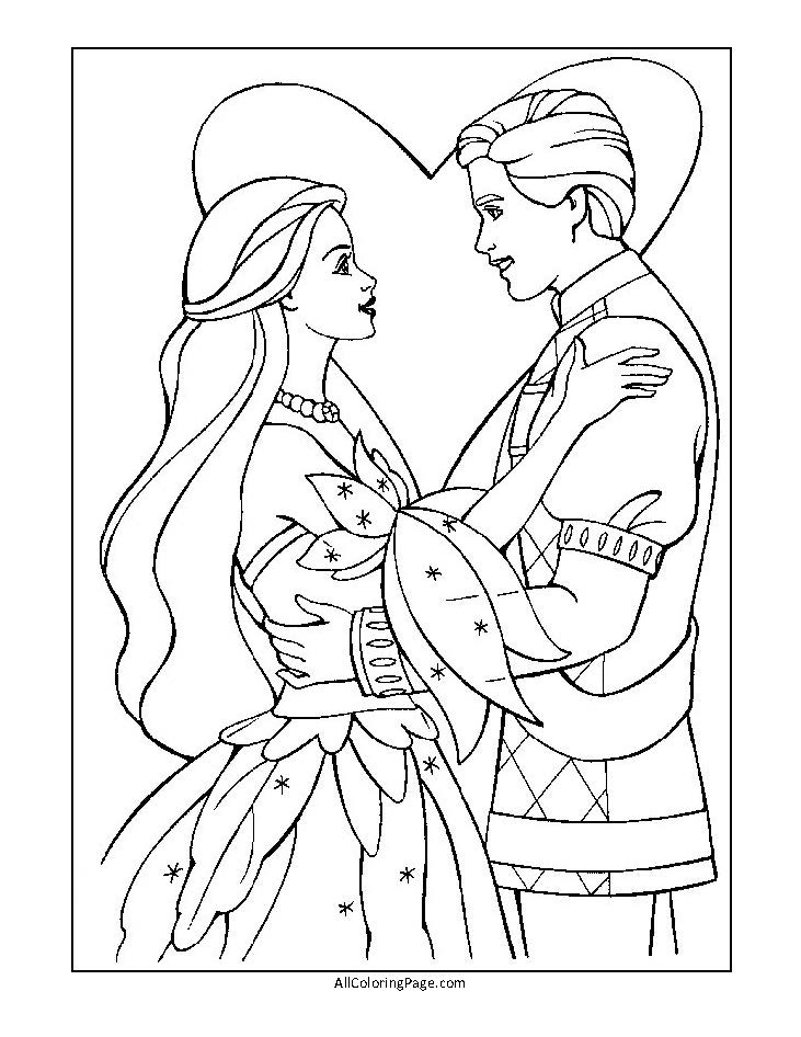 love heart ken barbie coloring page