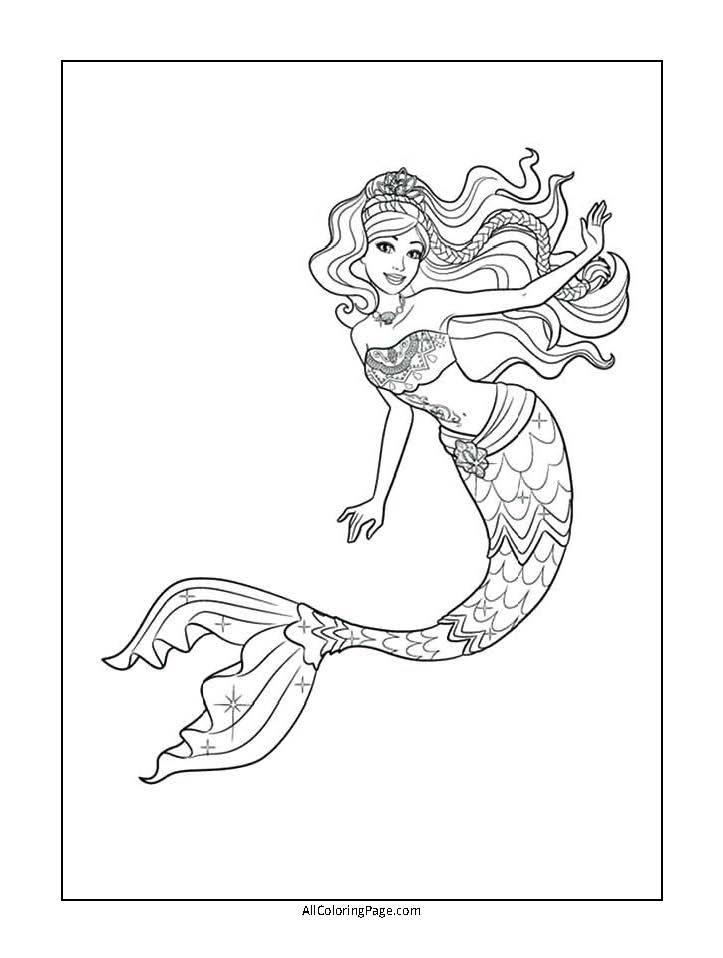 mermaid barbie coloring page