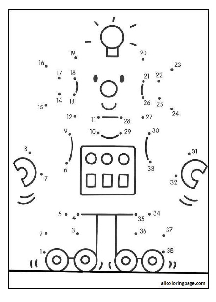 Robot Dot To Dot Coloring Page