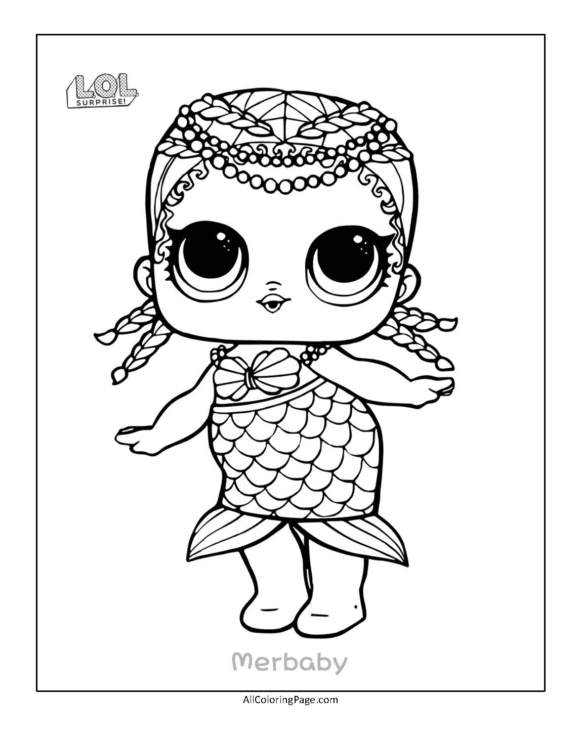 merbaby lol surprise doll coloring page