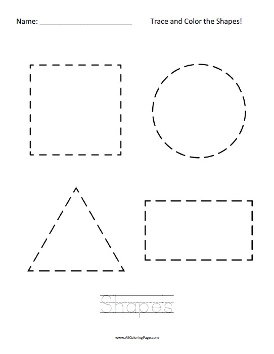 Free Printable Trace and Color the Shapes