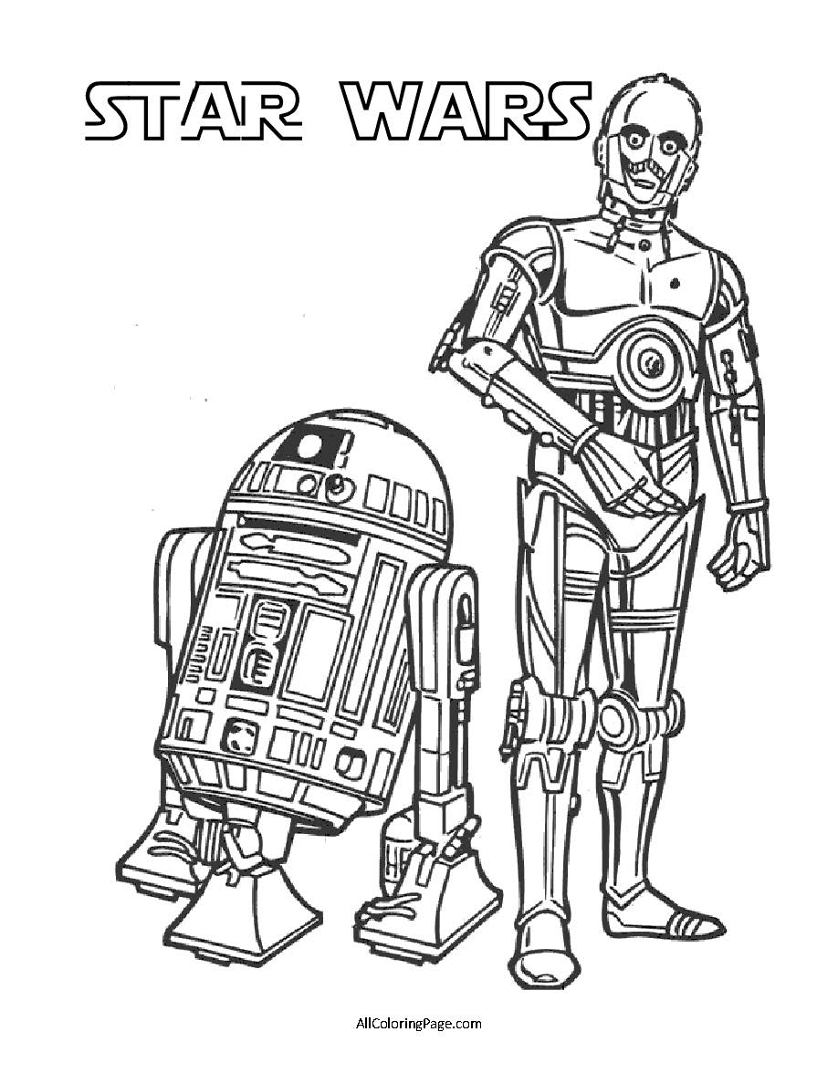 r2d2 c 3po star wars coloring page