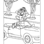 Barbie Ride Car Dog Coloring Page