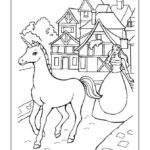 Barbie With Unicorn Coloring Page