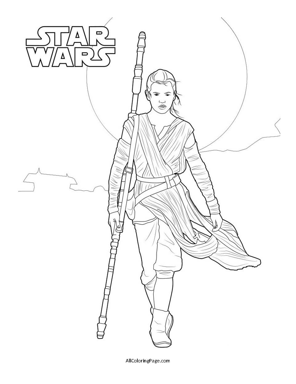 rey star wars coloring page