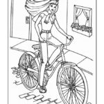 Riding Bicycle Barbie Coloring Page